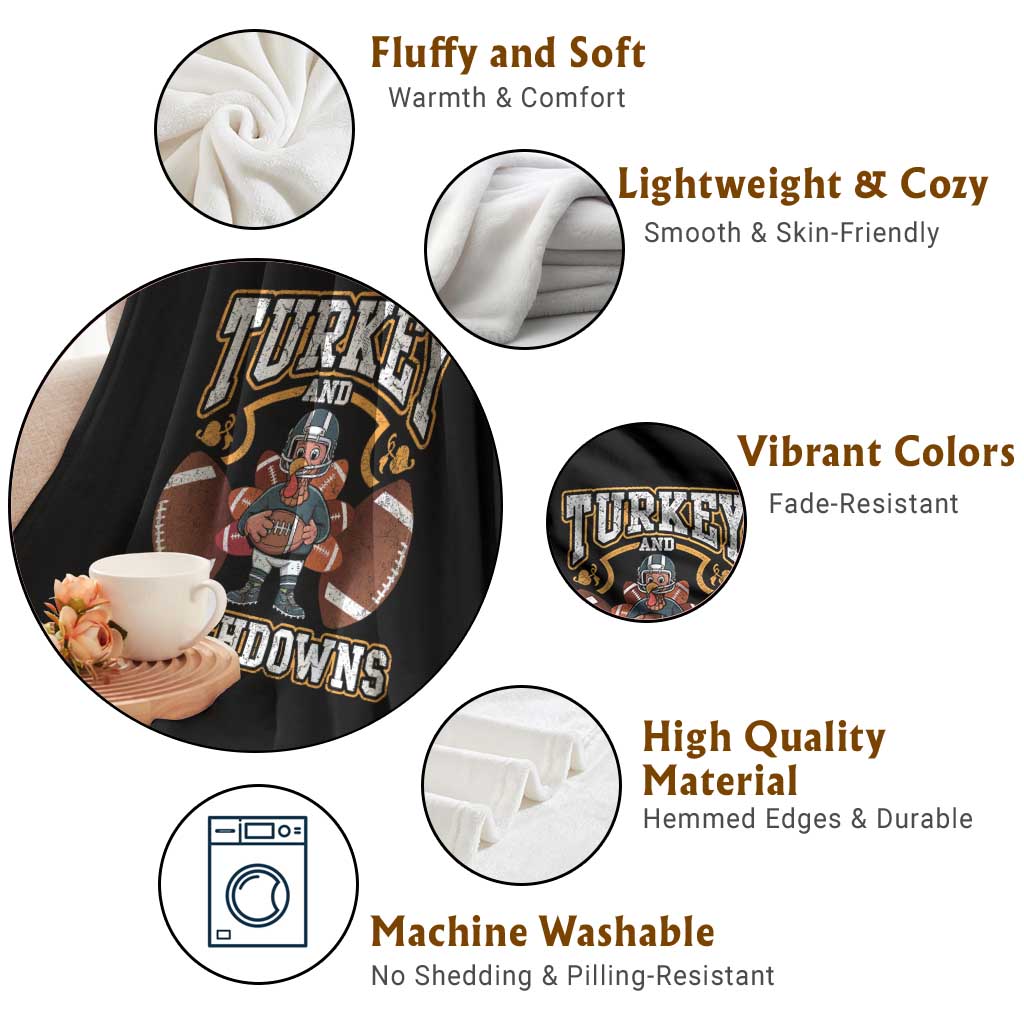 Thanksgiving Turkey And Touchdowns Football Throw Blanket Game Day - Wonder Print Shop