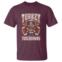 Thanksgiving Turkey And Touchdowns Football T Shirt Game Day - Wonder Print Shop