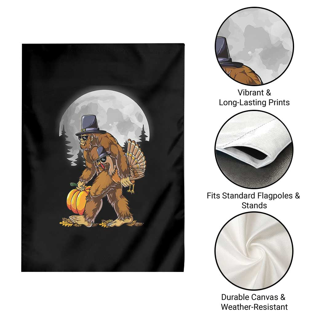 Bigfoot Pilgrim Turkey Pumpkin Thanksgiving Day Garden Flag Sasquatch - Wonder Print Shop