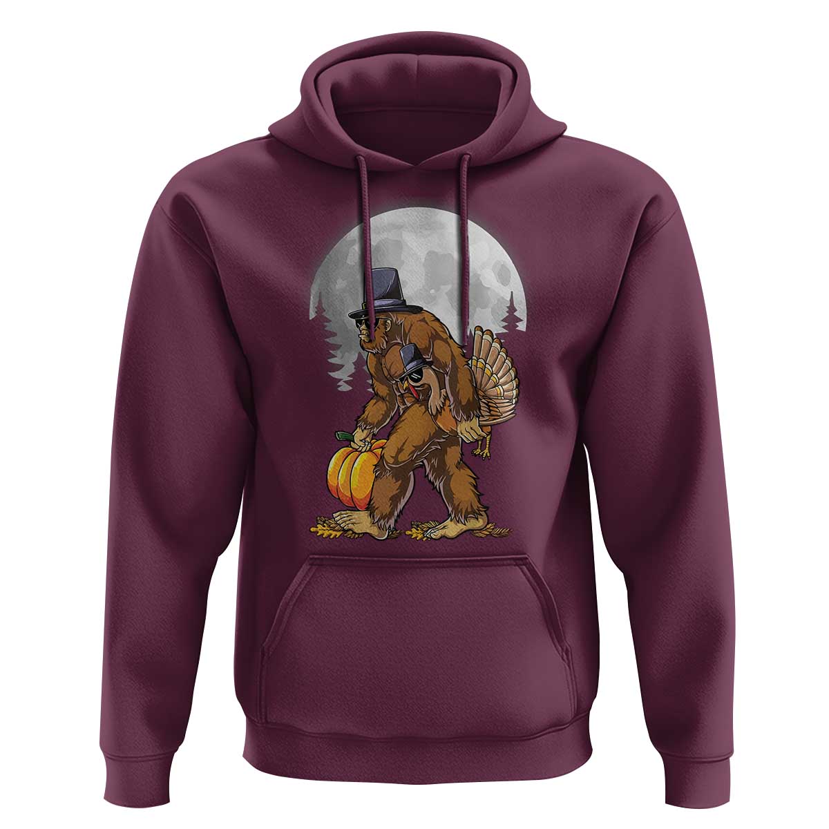 Bigfoot Pilgrim Turkey Pumpkin Thanksgiving Day Hoodie Sasquatch