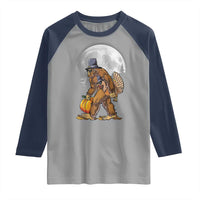 Bigfoot Pilgrim Turkey Pumpkin Thanksgiving Day Raglan Shirt Sasquatch