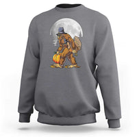 Bigfoot Pilgrim Turkey Pumpkin Thanksgiving Day Sweatshirt Sasquatch - Wonder Print Shop