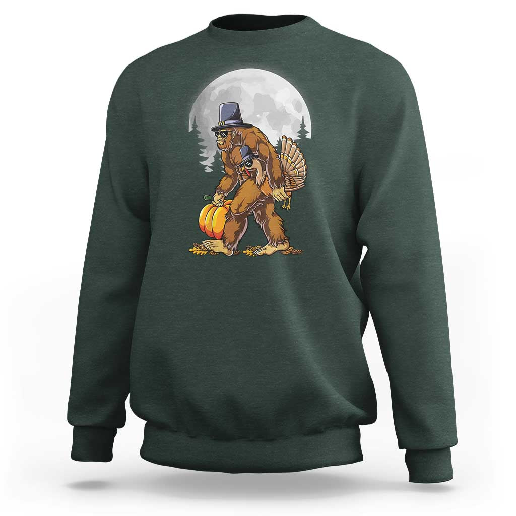 Bigfoot Pilgrim Turkey Pumpkin Thanksgiving Day Sweatshirt Sasquatch - Wonder Print Shop