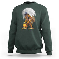 Bigfoot Pilgrim Turkey Pumpkin Thanksgiving Day Sweatshirt Sasquatch - Wonder Print Shop