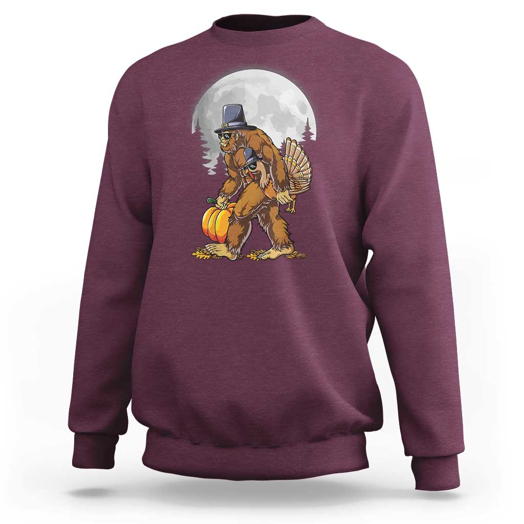 Bigfoot Pilgrim Turkey Pumpkin Thanksgiving Day Sweatshirt Sasquatch - Wonder Print Shop
