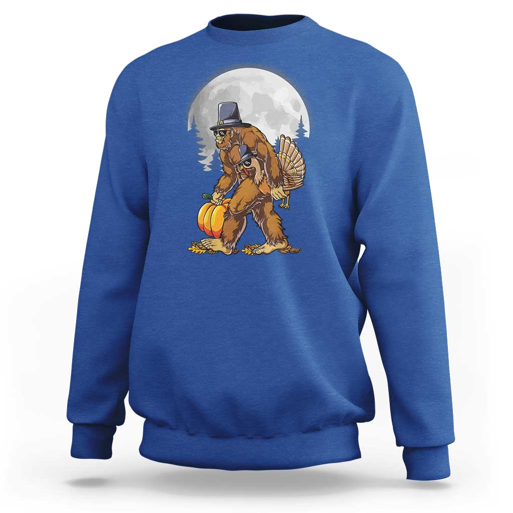 Bigfoot Pilgrim Turkey Pumpkin Thanksgiving Day Sweatshirt Sasquatch - Wonder Print Shop