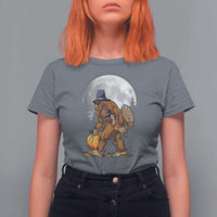 Bigfoot Pilgrim Turkey Pumpkin Thanksgiving Day T Shirt For Women Sasquatch - Wonder Print Shop