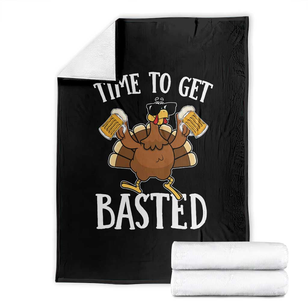 Funny Beer Thanksgiving Turkey Throw Blanket Time To Get Basted - Wonder Print Shop
