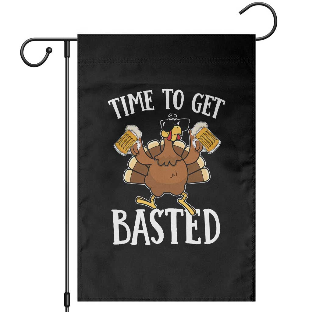 Funny Beer Thanksgiving Turkey Garden Flag Time To Get Basted - Wonder Print Shop