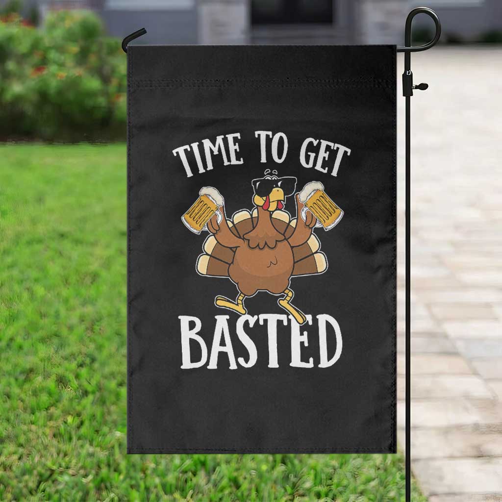 Funny Beer Thanksgiving Turkey Garden Flag Time To Get Basted - Wonder Print Shop
