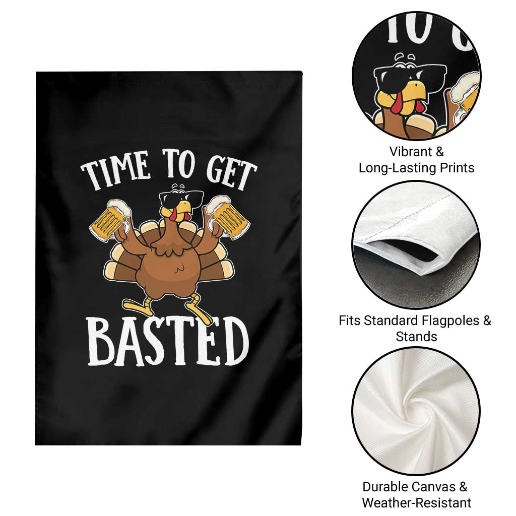 Funny Beer Thanksgiving Turkey Garden Flag Time To Get Basted - Wonder Print Shop