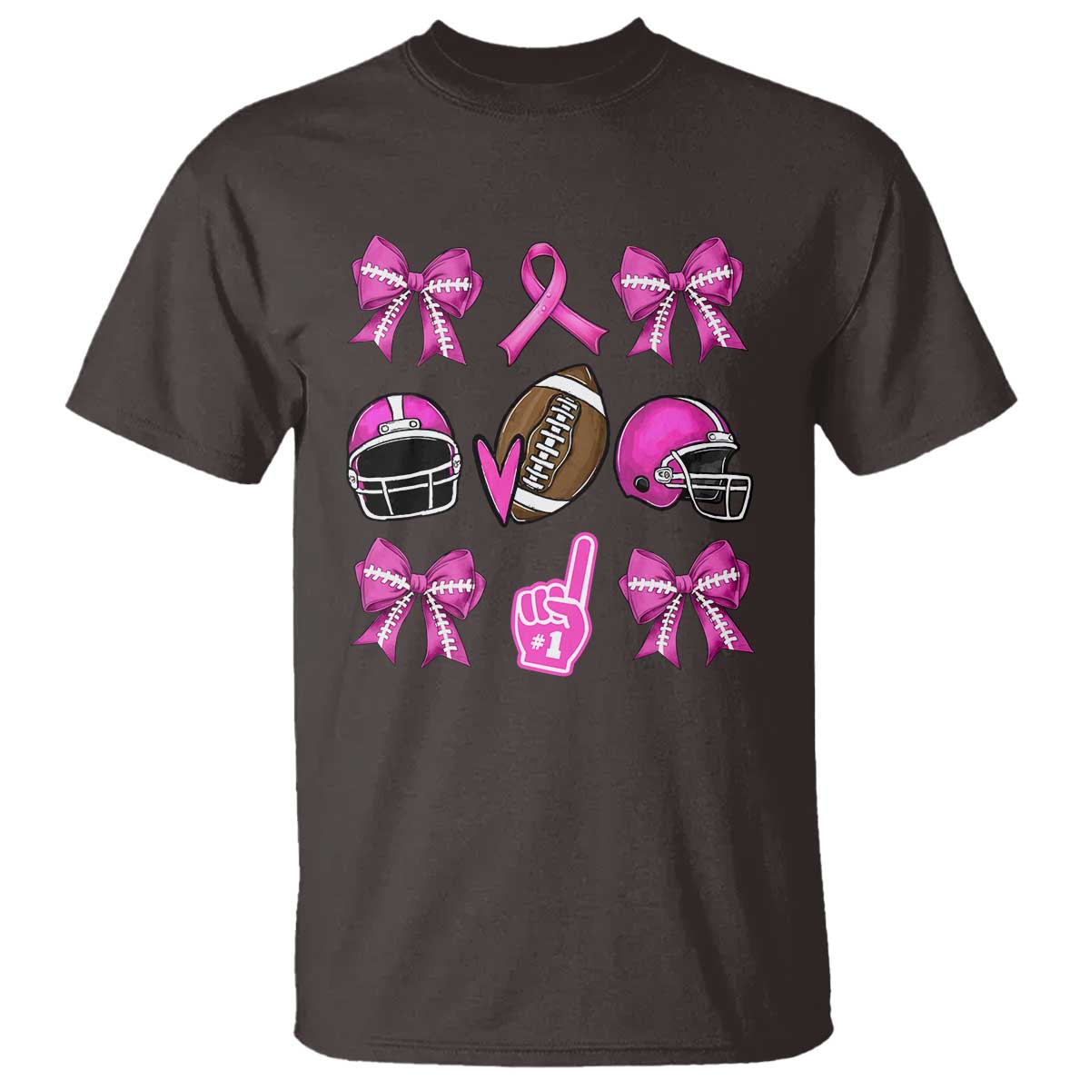 Football Breast Cancer Awareness T Shirt Football Coquette Bow Pink Ribbon Game Day - Wonder Print Shop