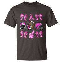 Football Breast Cancer Awareness T Shirt Football Coquette Bow Pink Ribbon Game Day - Wonder Print Shop