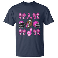 Football Breast Cancer Awareness T Shirt Football Coquette Bow Pink Ribbon Game Day - Wonder Print Shop