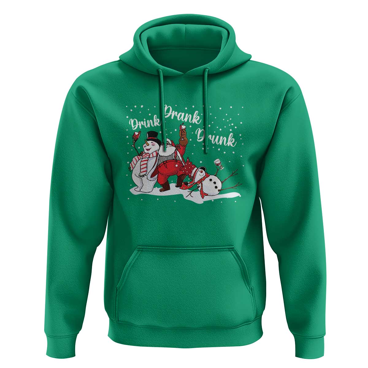 Funny Christmas Drinking Hoodie Xmas Party Drunk Santa Snowman Drinking Wine
