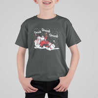 Funny Christmas Drinking T Shirt For Kid Xmas Party Drunk Santa Snowman Drinking Wine - Wonder Print Shop