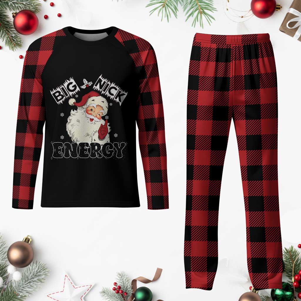 Santa Plaid Pajama Set Big Nick Energy Vintage Holiday - Wonder Print Shop