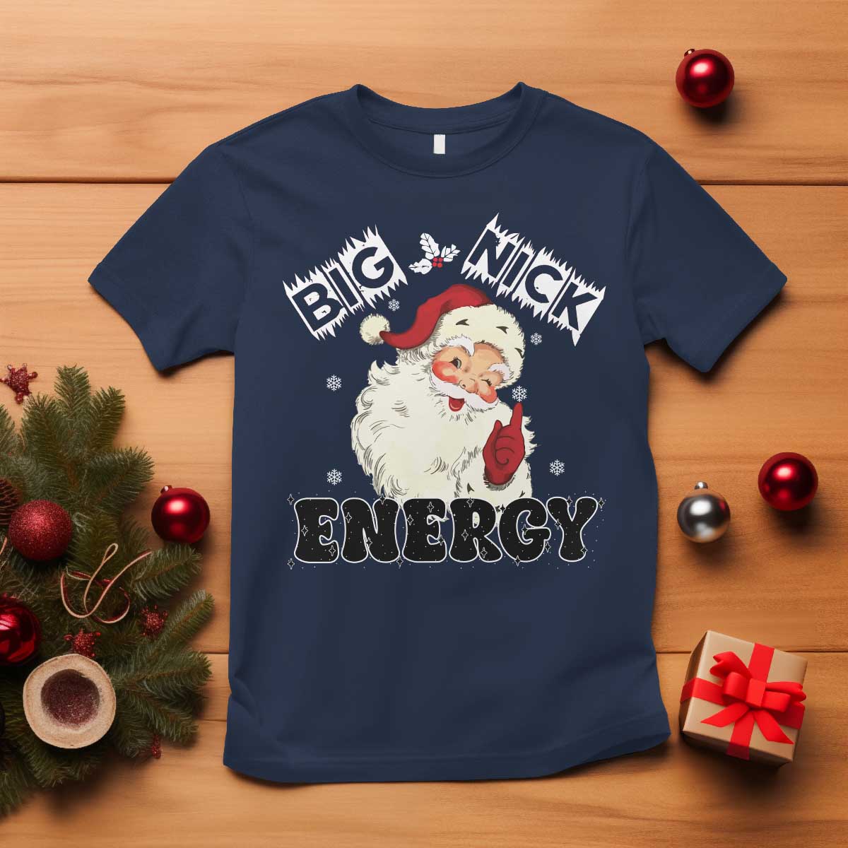 Christmas Santa T Shirt Big Nick Energy Vintage Holiday - Wonder Print Shop