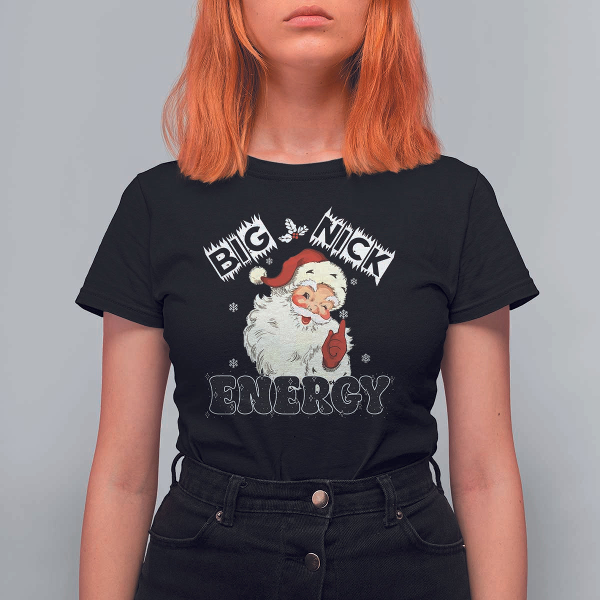 Christmas Santa T Shirt For Women Big Nick Energy Vintage Holiday - Wonder Print Shop