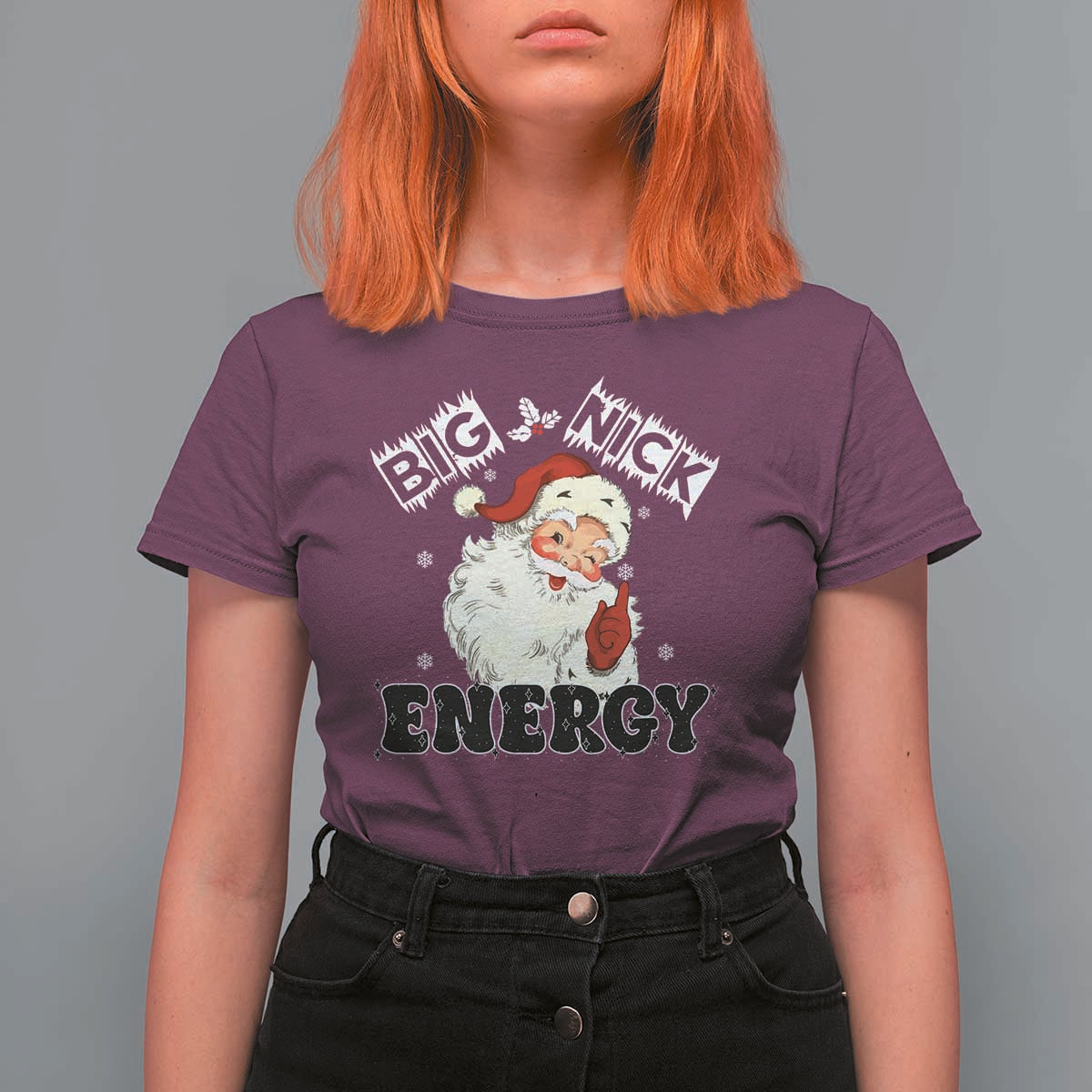 Christmas Santa T Shirt For Women Big Nick Energy Vintage Holiday - Wonder Print Shop