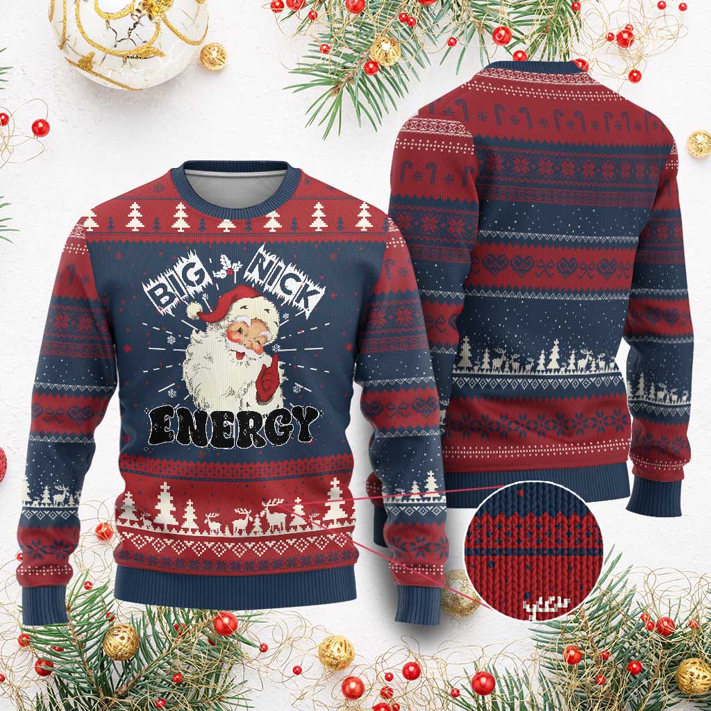 Santa Ugly Christmas Sweater Big Nick Energy Vintage Holiday - Wonder Print Shop