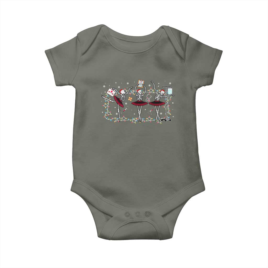 Skeleton Nurse Christmas Baby Onesie Ballerinas Ballet Dance Xmas Lights