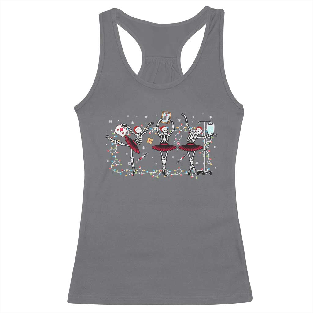 Skeleton Nurse Christmas Racerback Tank Top Ballerinas Ballet Dance Xmas Lights