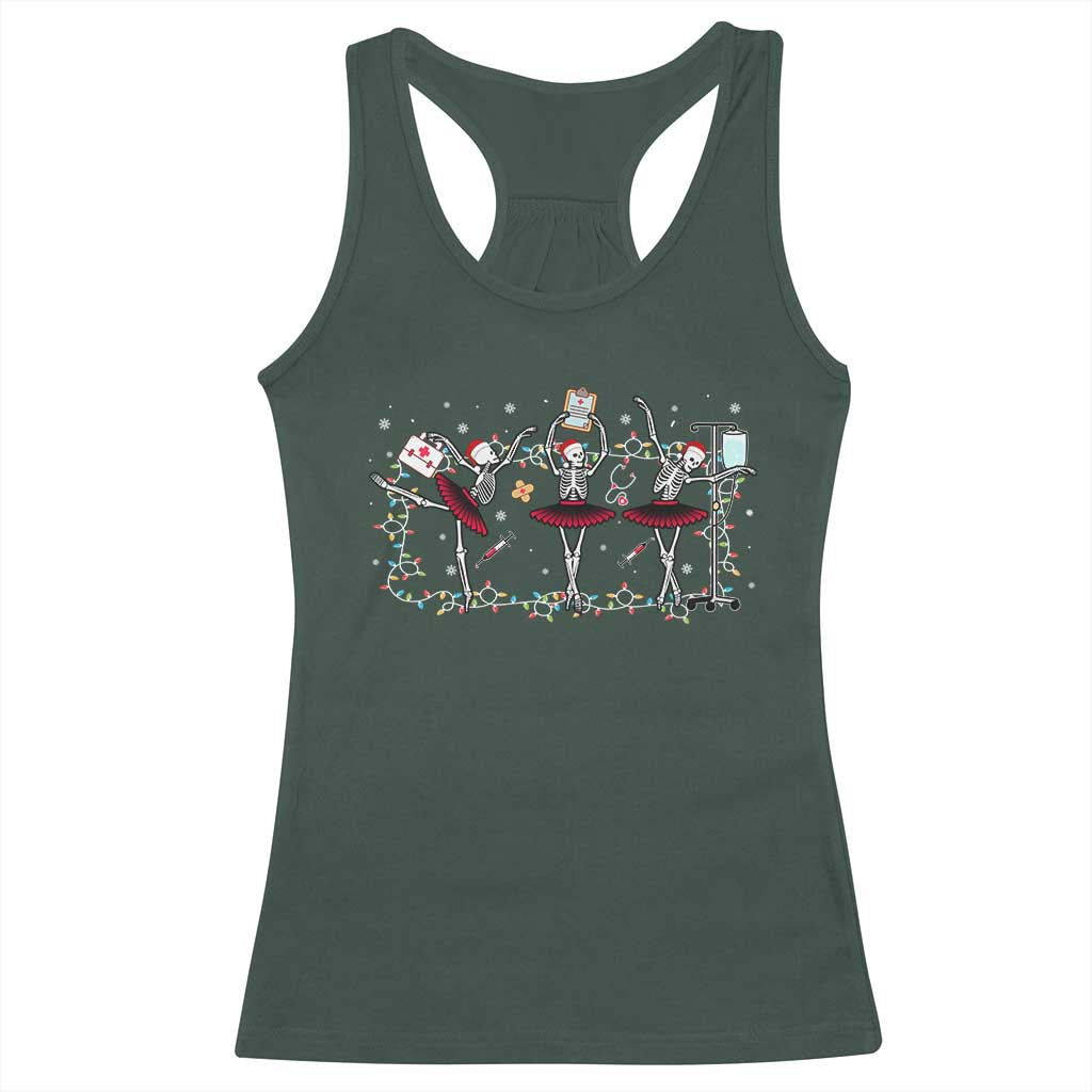 Skeleton Nurse Christmas Racerback Tank Top Ballerinas Ballet Dance Xmas Lights