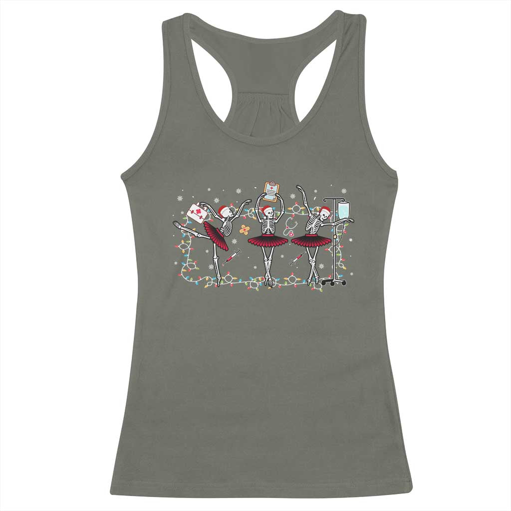 Skeleton Nurse Christmas Racerback Tank Top Ballerinas Ballet Dance Xmas Lights