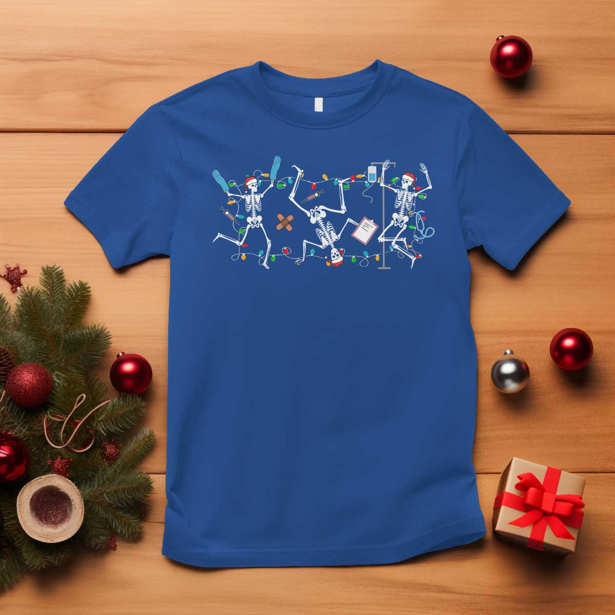 Skeleton Nurse Christmas T Shirt Funny Hip Hop Dancing Registered Nurse Xmas Lights - Wonder Print Shop