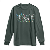Skeleton Nurse Christmas Long Sleeve Shirt Funny Hip Hop Dancing Registered Nurse Xmas Lights