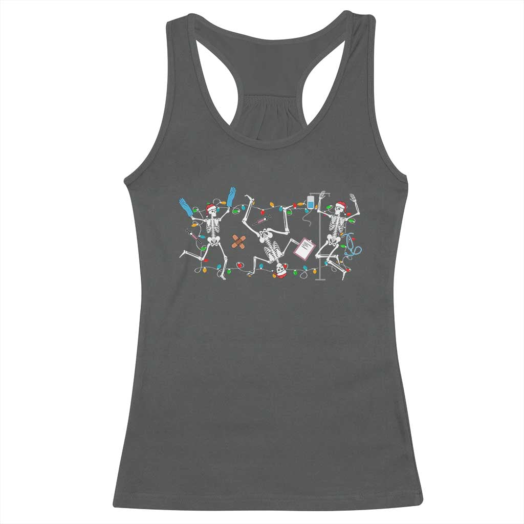 Skeleton Nurse Christmas Racerback Tank Top Funny Hip Hop Dancing Registered Nurse Xmas Lights