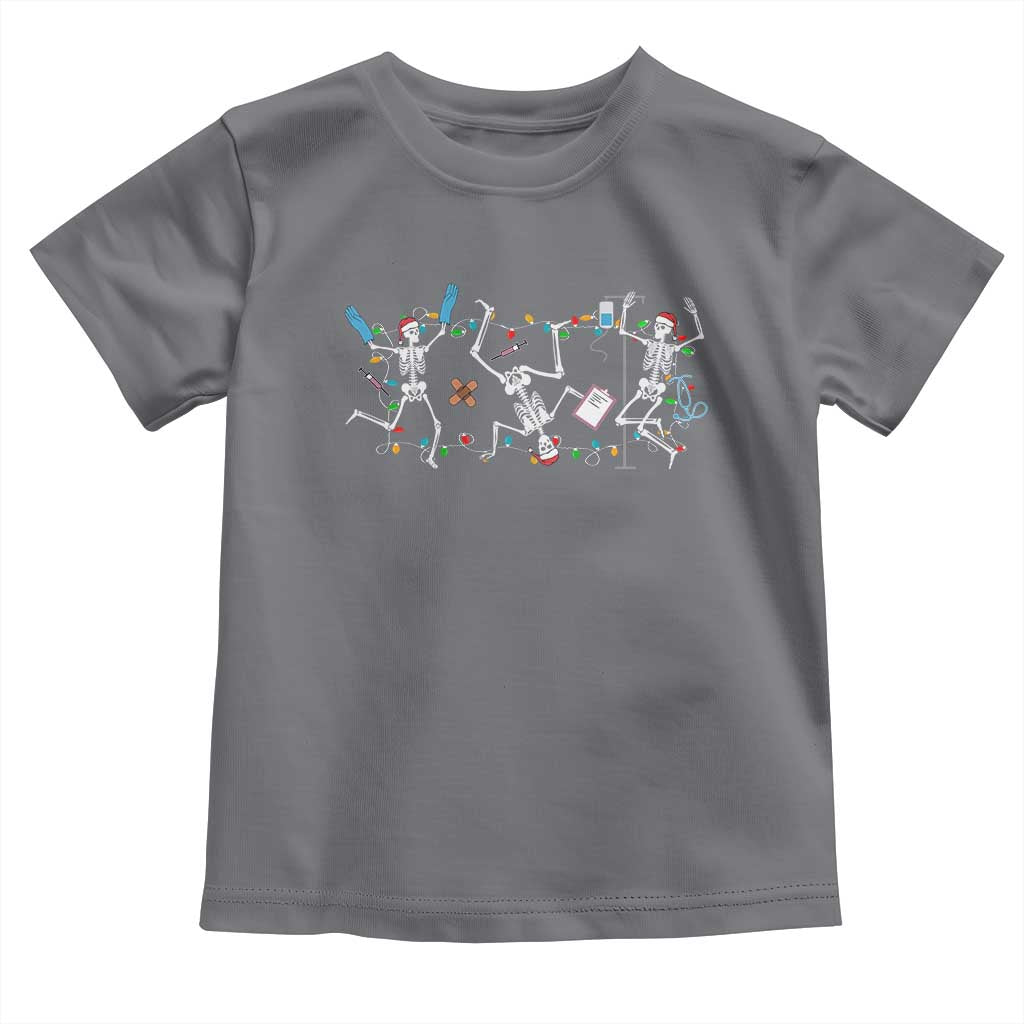Skeleton Nurse Christmas Toddler T Shirt Funny Hip Hop Dancing Registered Nurse Xmas Lights