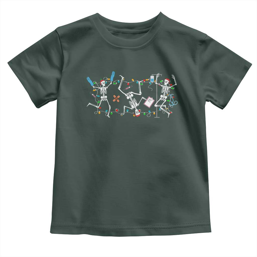 Skeleton Nurse Christmas Toddler T Shirt Funny Hip Hop Dancing Registered Nurse Xmas Lights