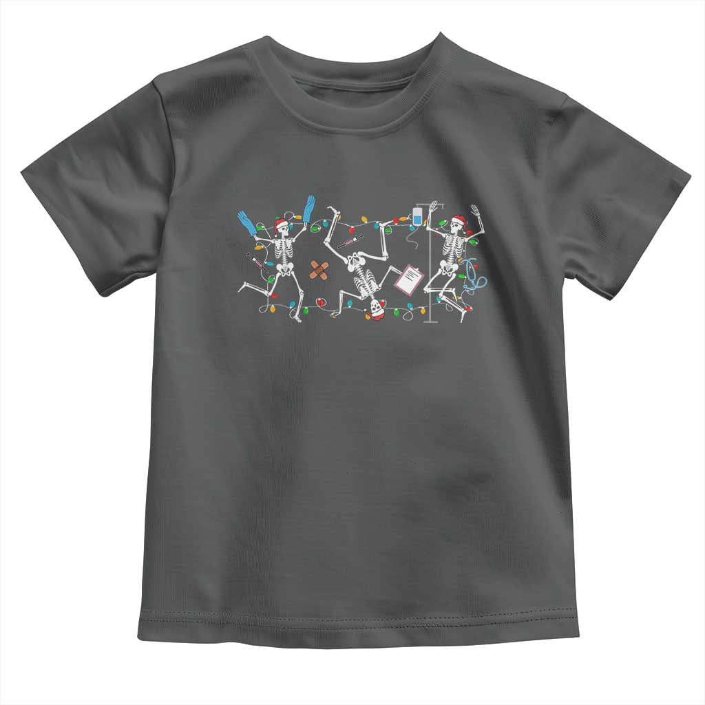 Skeleton Nurse Christmas Toddler T Shirt Funny Hip Hop Dancing Registered Nurse Xmas Lights