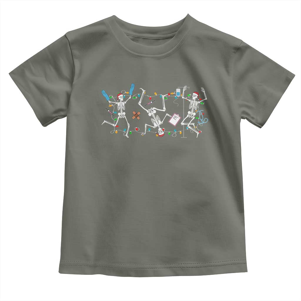 Skeleton Nurse Christmas Toddler T Shirt Funny Hip Hop Dancing Registered Nurse Xmas Lights