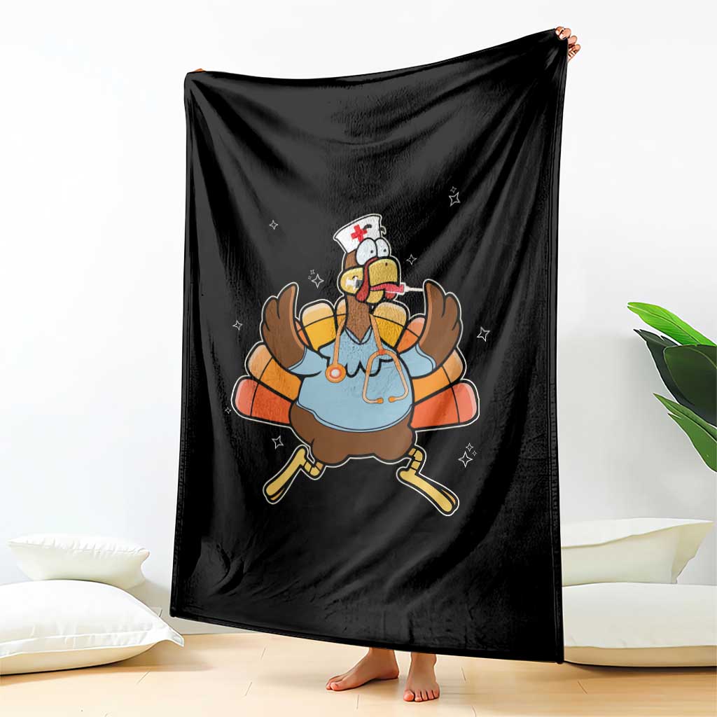 Thanksgiving Nurse Turkey Throw Blanket Funny Nursing Student Gift Thankful Nurse Medical Assistant - Wonder Print Shop