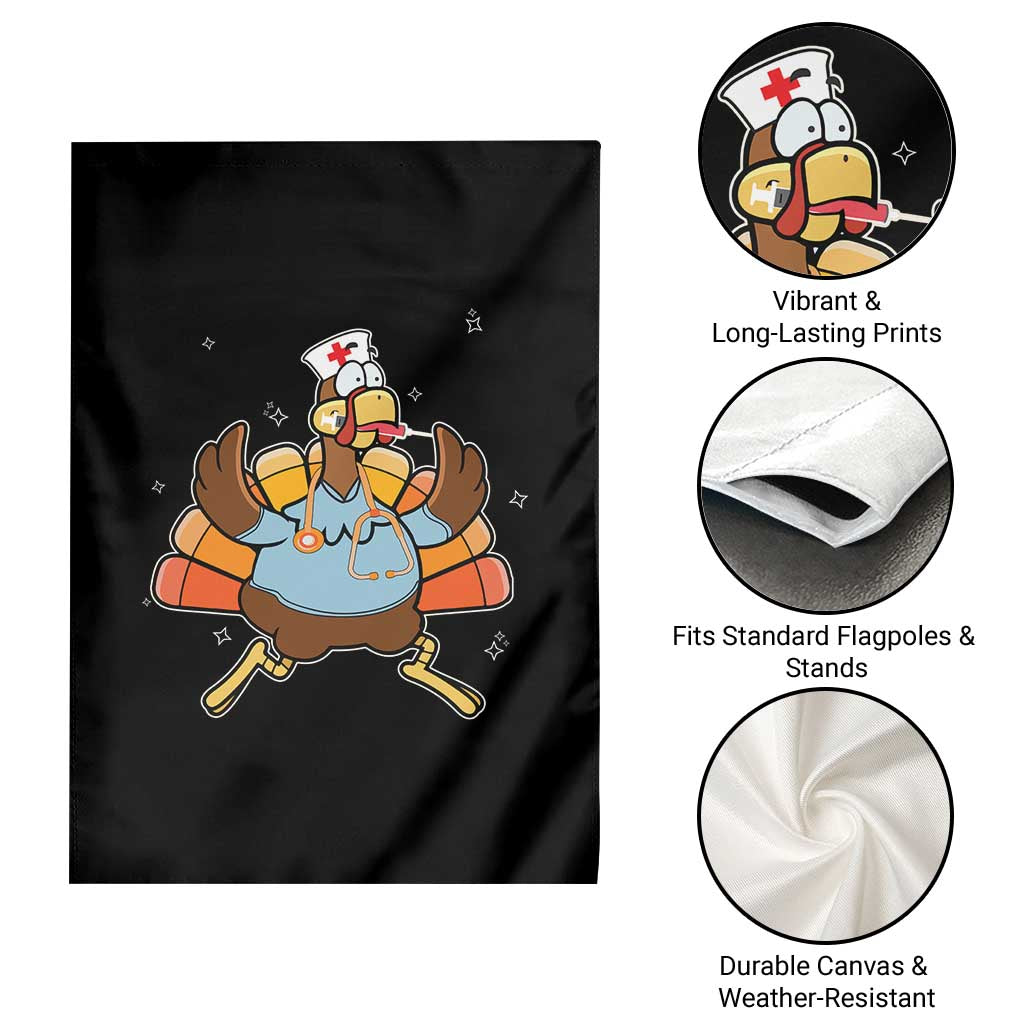 Thanksgiving Nurse Turkey Garden Flag Funny Nursing Student Gift Thankful Nurse Medical Assistant - Wonder Print Shop