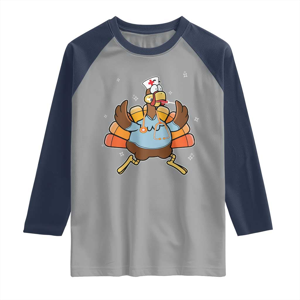 Thanksgiving Nurse Turkey Raglan Shirt Funny Nursing Student Gift Thankful Nurse Medical Assistant