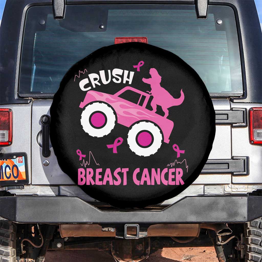 Crush Breast Cancer Awareness Spare Tire Cover Pink Ribbon Monster Truck Dinosaur