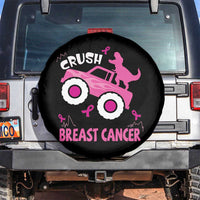 Crush Breast Cancer Awareness Spare Tire Cover Pink Ribbon Monster Truck Dinosaur