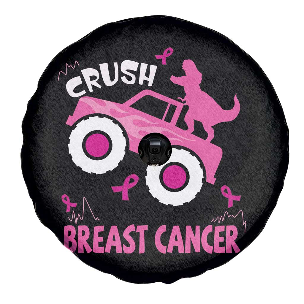 Crush Breast Cancer Awareness Spare Tire Cover Pink Ribbon Monster Truck Dinosaur