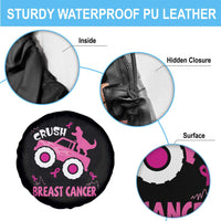 Crush Breast Cancer Awareness Spare Tire Cover Pink Ribbon Monster Truck Dinosaur
