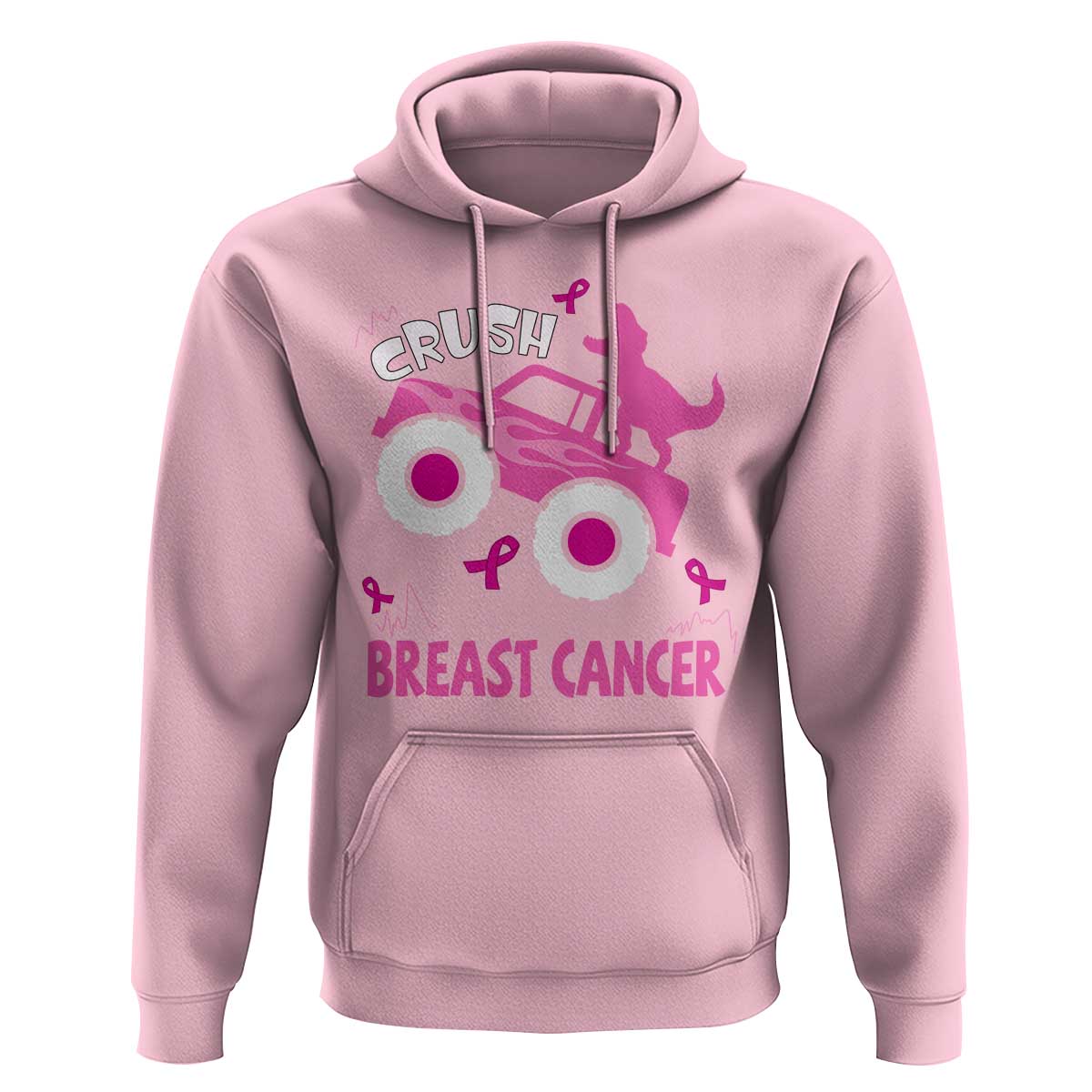 Crush Breast Cancer Awareness Hoodie Pink Ribbon Monster Truck Dinosaur