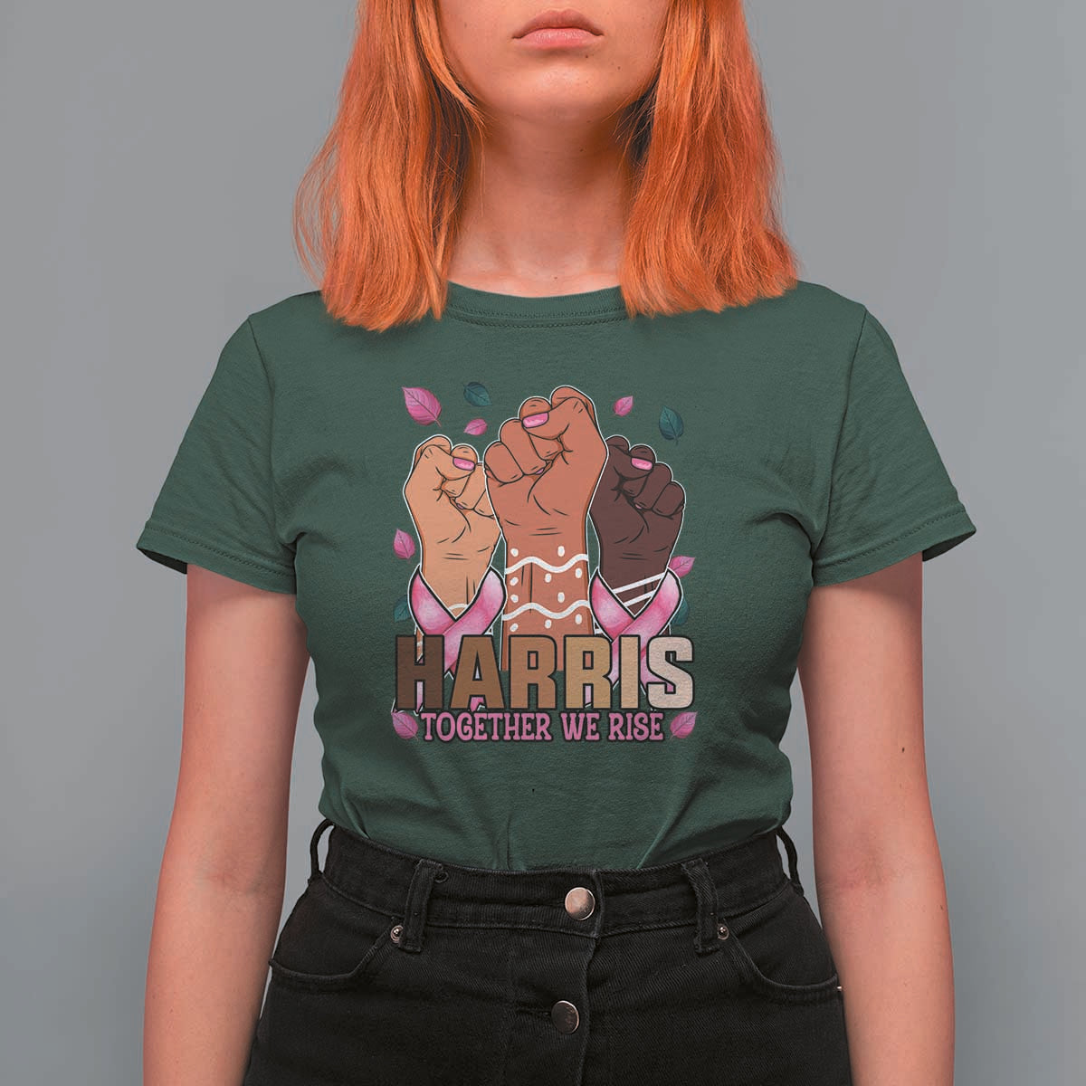 Breast Cancer Awareness Month In October We Wear Pink 2024 T Shirt For Women Harris Together We Rise - Wonder Print Shop