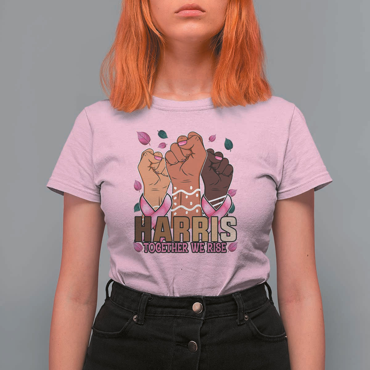 Breast Cancer Awareness Month In October We Wear Pink 2024 T Shirt For Women Harris Together We Rise - Wonder Print Shop