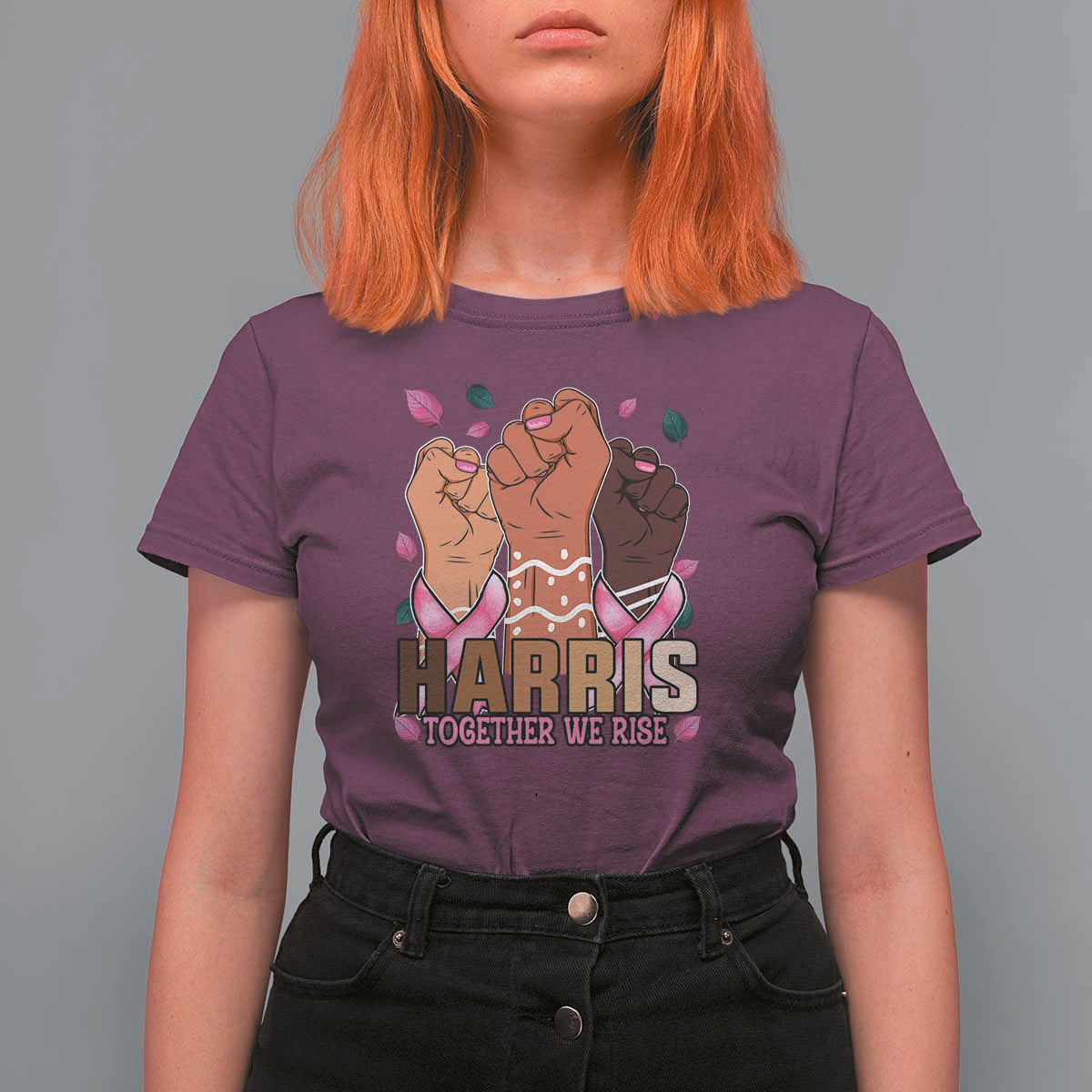Breast Cancer Awareness Month In October We Wear Pink 2024 T Shirt For Women Harris Together We Rise - Wonder Print Shop