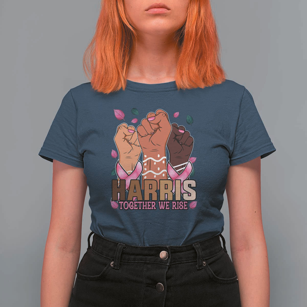 Breast Cancer Awareness Month In October We Wear Pink 2024 T Shirt For Women Harris Together We Rise - Wonder Print Shop