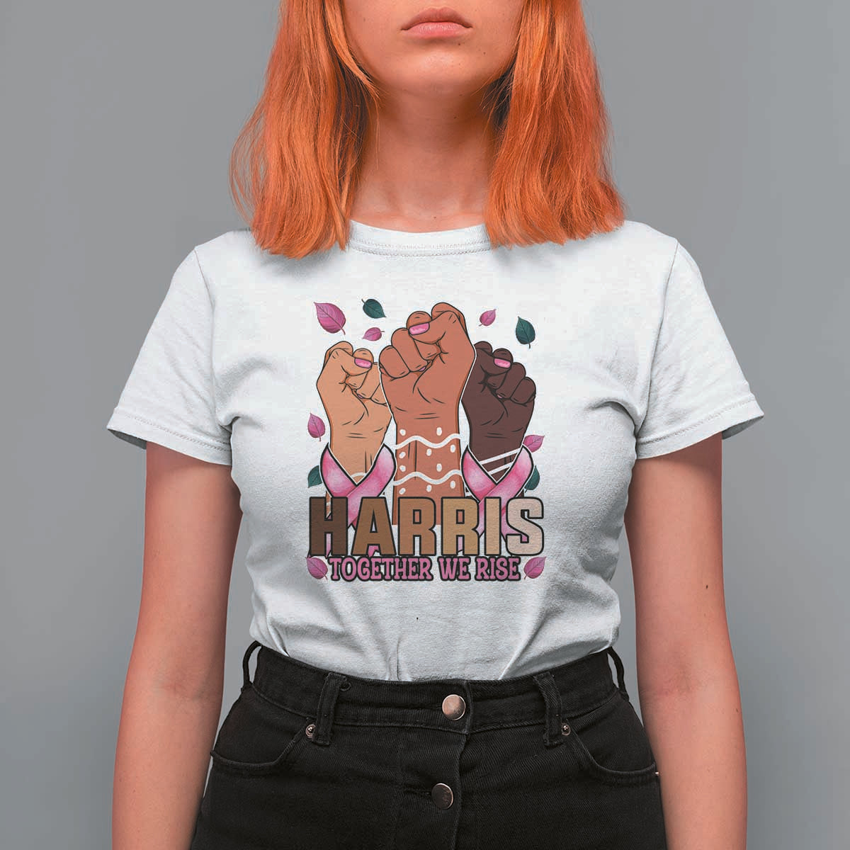 Breast Cancer Awareness Month In October We Wear Pink 2024 T Shirt For Women Harris Together We Rise - Wonder Print Shop
