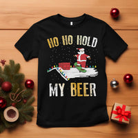 Christmas Beer T Shirt Funny Santa Ho Ho Hold My Beer Skateboard Roof - Wonder Print Shop
